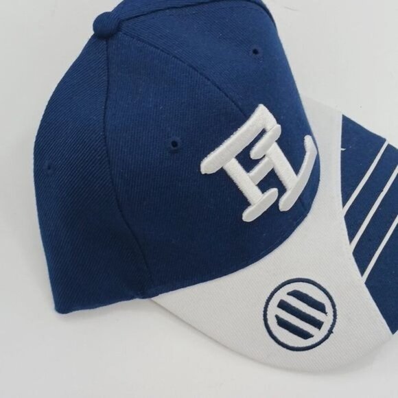 Blue White Baseball Cap FL Logo Flat Bill Snapback Adjustable Hat Unisex - Picture 4 of 7